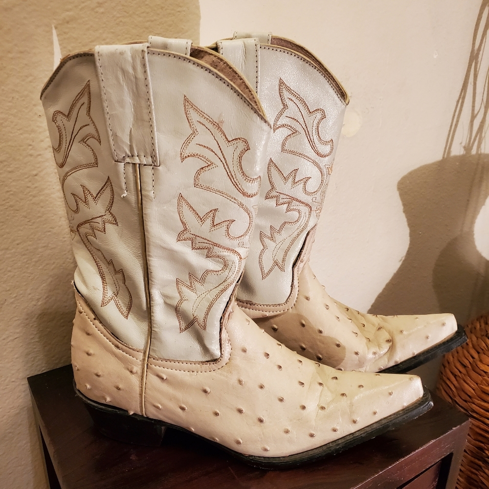 Vintage Western ostrich leather boots